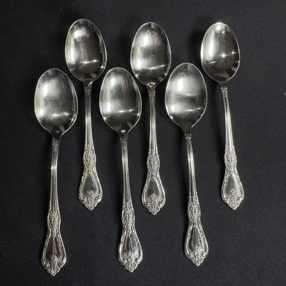 Oneida Kennett Square Distinction HH Oval Soup Spoons 6 7/8" Stainless Lot of 6